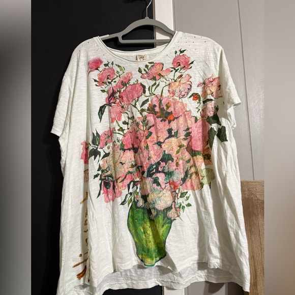 Magnolia Pearl Floral Short Sleeve Tee - Pink and Green - Picture 1 of 3